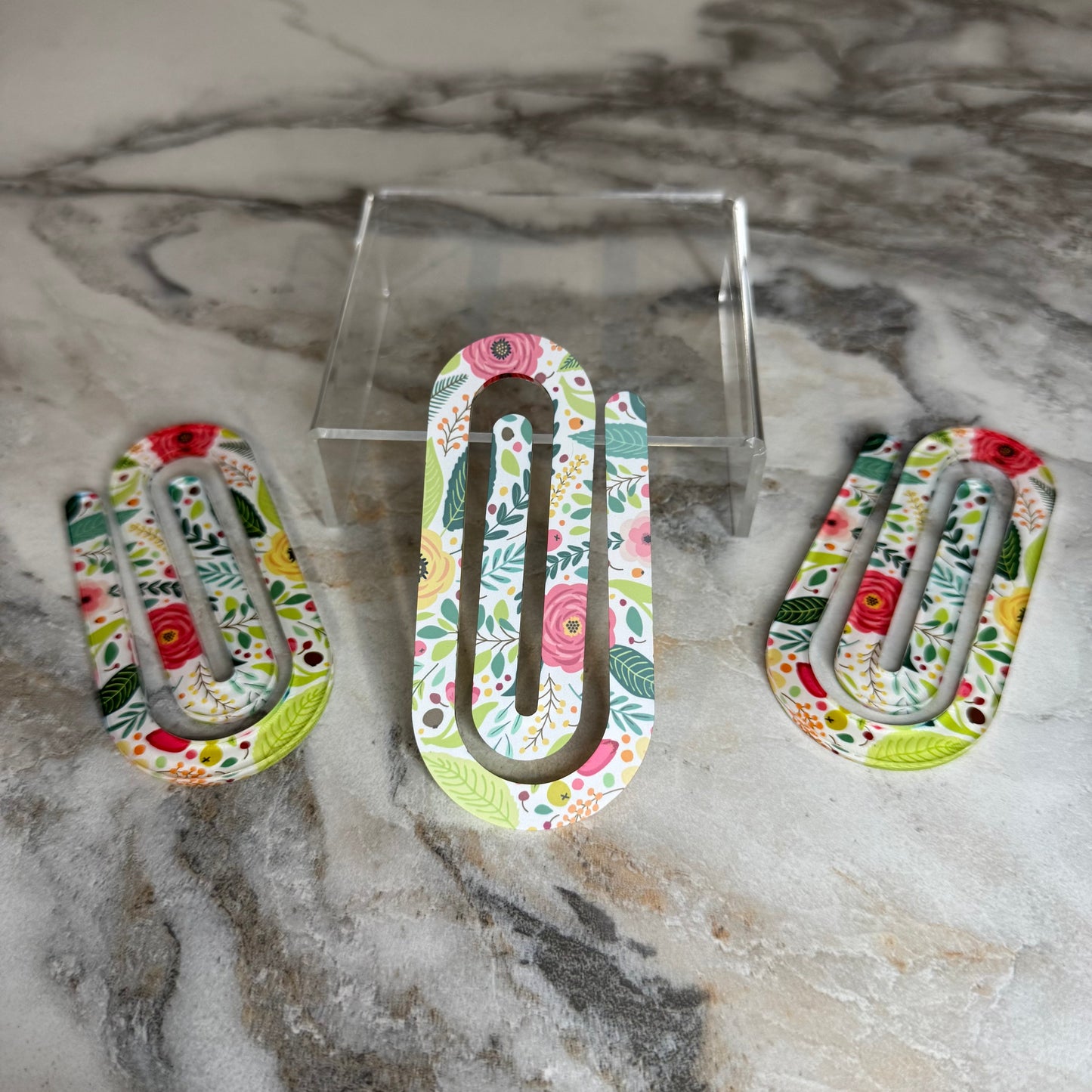 Jumbo Paperclip - White Background Floral