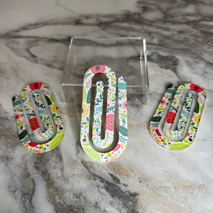 Jumbo Paperclip - White Background Floral