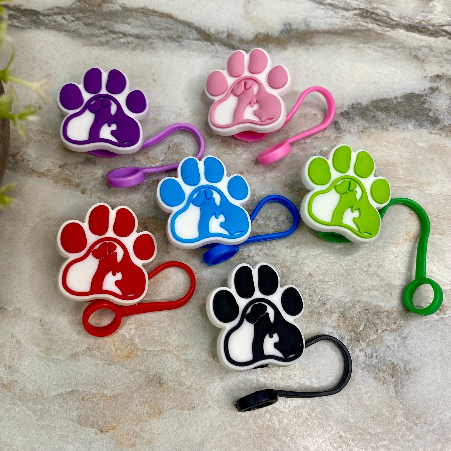 Silicone Straw Toppers Tumbler - Paw #3