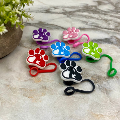 Silicone Straw Toppers Tumbler - Paw #3