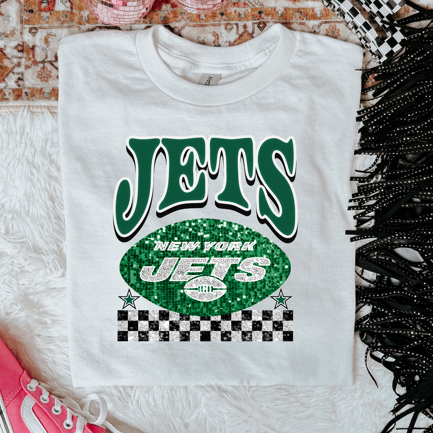 Faux Glitter Jets Graphic Tee