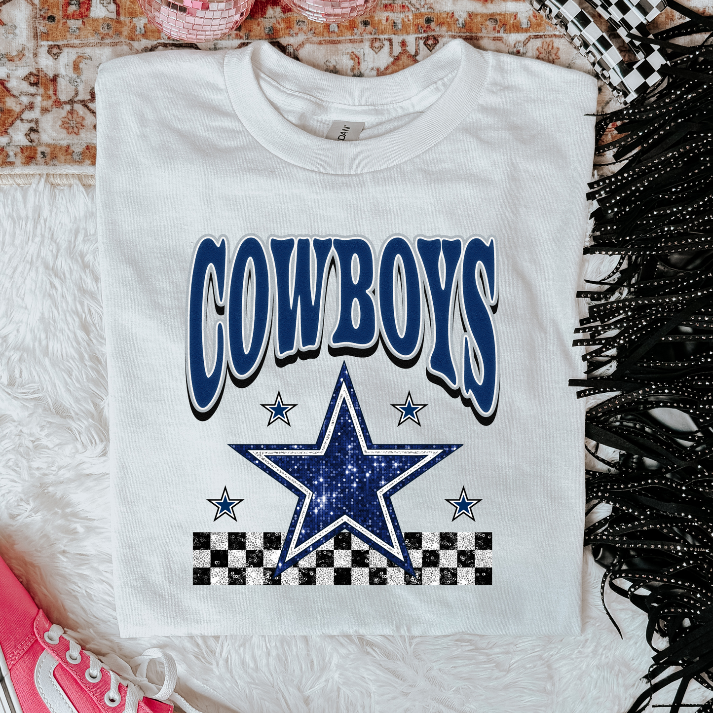 Faux Glitter Cowboys Graphic Tee