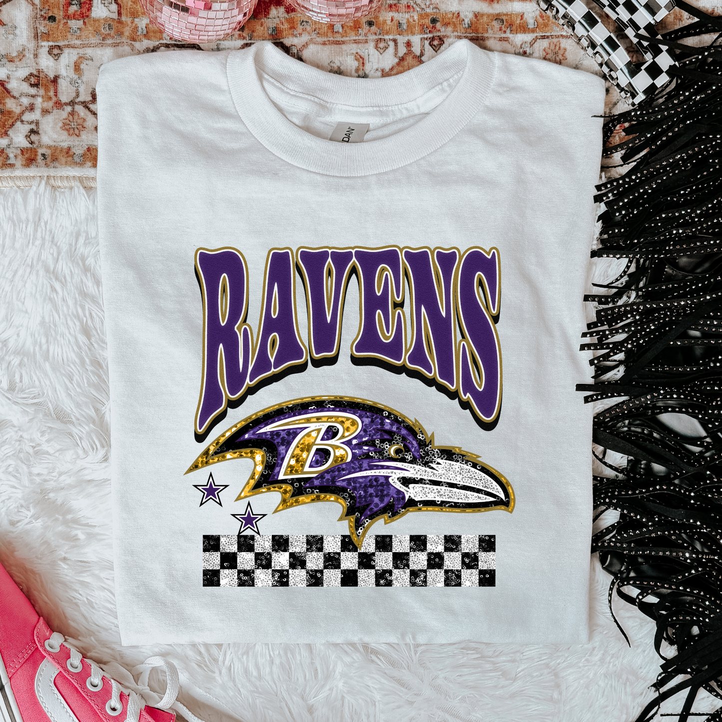 Faux Glitter Ravens Graphic Tee