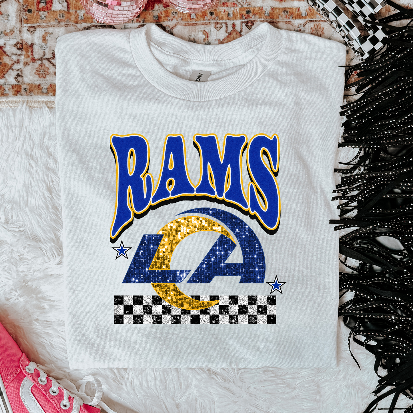 Faux Glitter Rams Graphic Tee