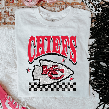 Faux Glitter Chiefs Graphic Tee