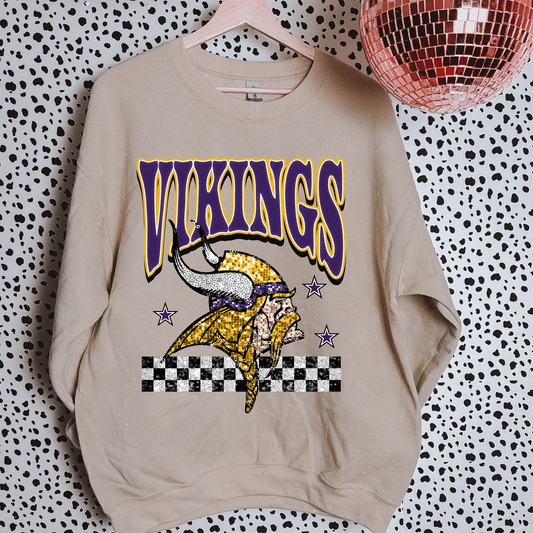 Faux Glitter Vikings Sweatshirt