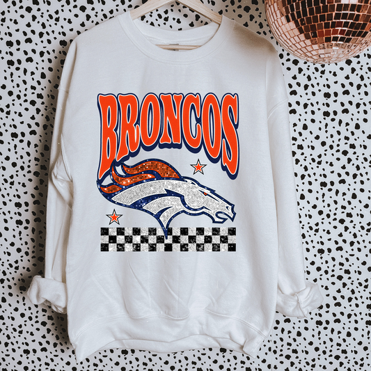 Faux Glitter Broncos Sweatshirt