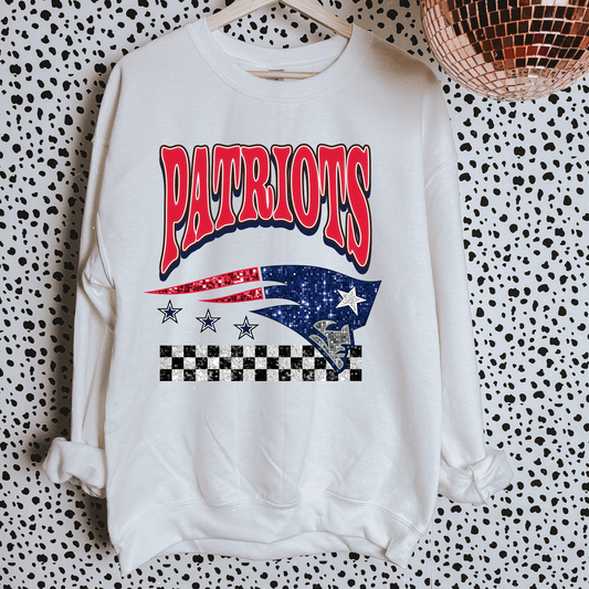 Faux Glitter Patriots Sweatshirt