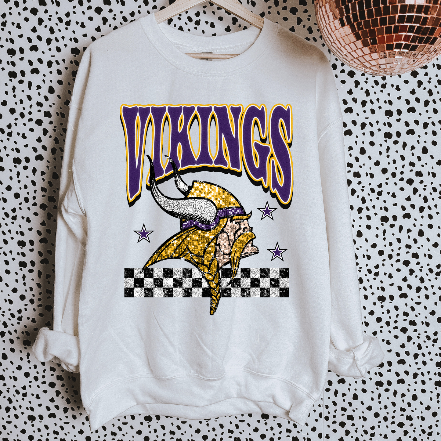 Faux Glitter Vikings Sweatshirt