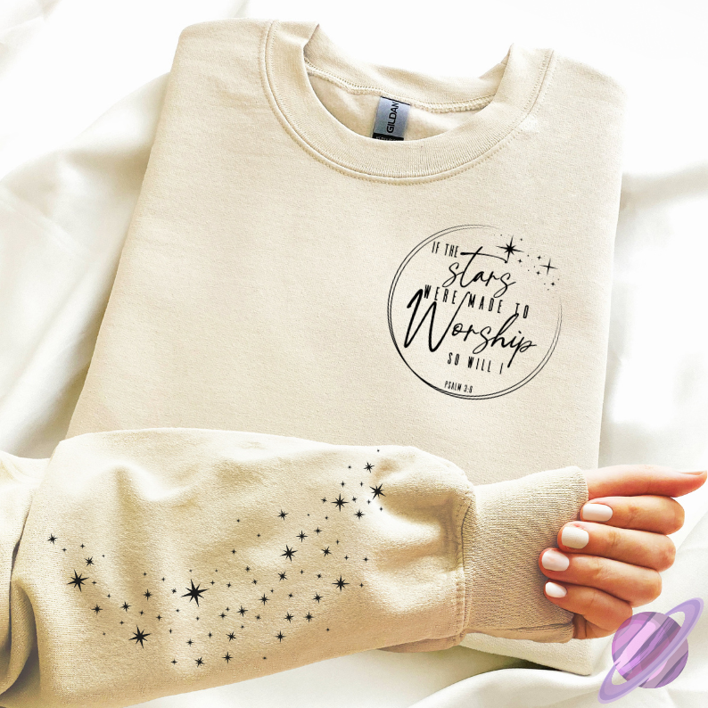 STARS WORSHIP SWEATSHIRT W/ SLEEVE PRINT