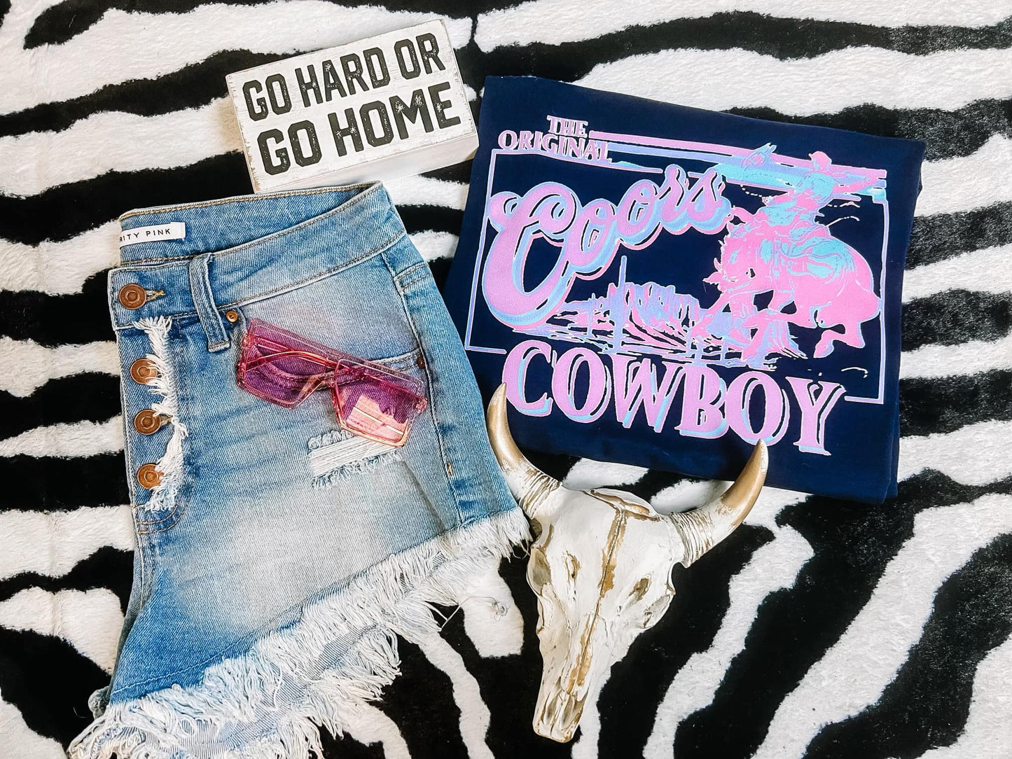 Neon Coors Cowboy Western Graphic Tee