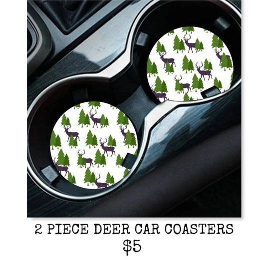 SET OF 2 CAR COASTERS - DEER