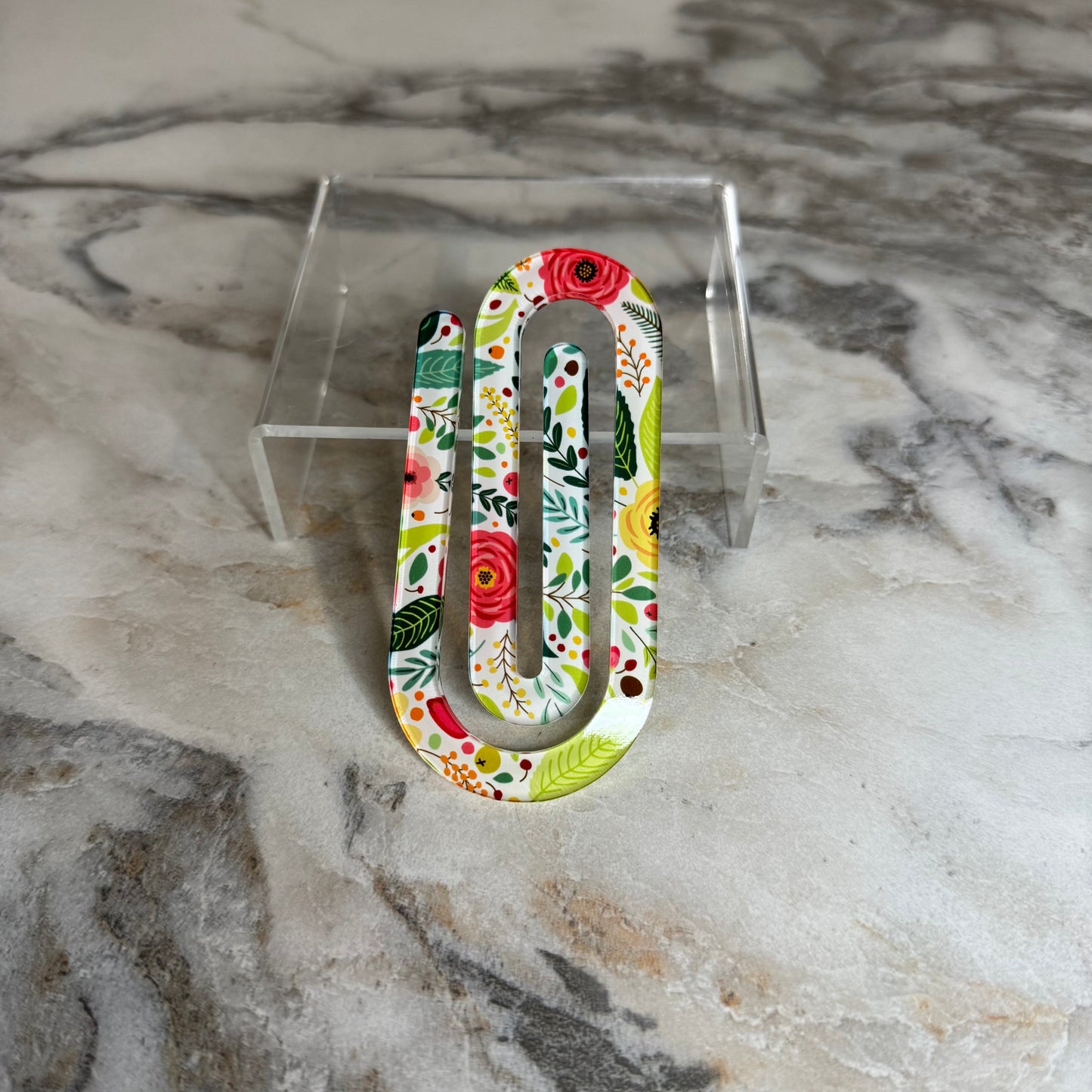 Jumbo Paperclip - White Background Floral
