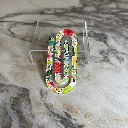 Jumbo Paperclip - White Background Floral