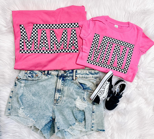 Checkered Retro Mama Graphic Tee