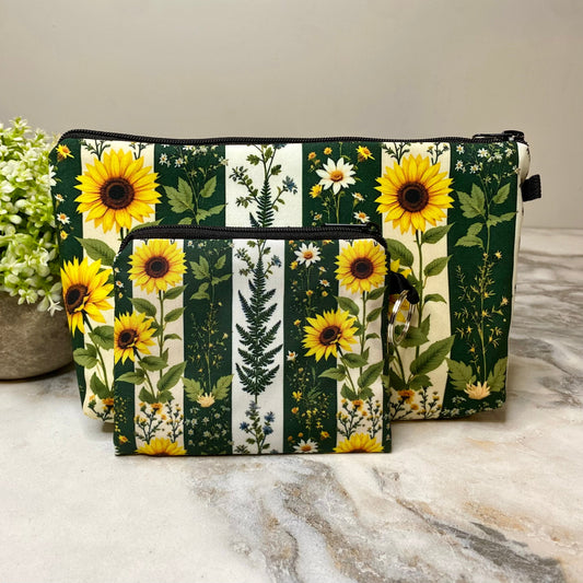 Pouch & Mini Pouch Bundled Set - Sunflower Green Stripe