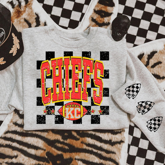 KC Checkerboard Football Sweatshirt