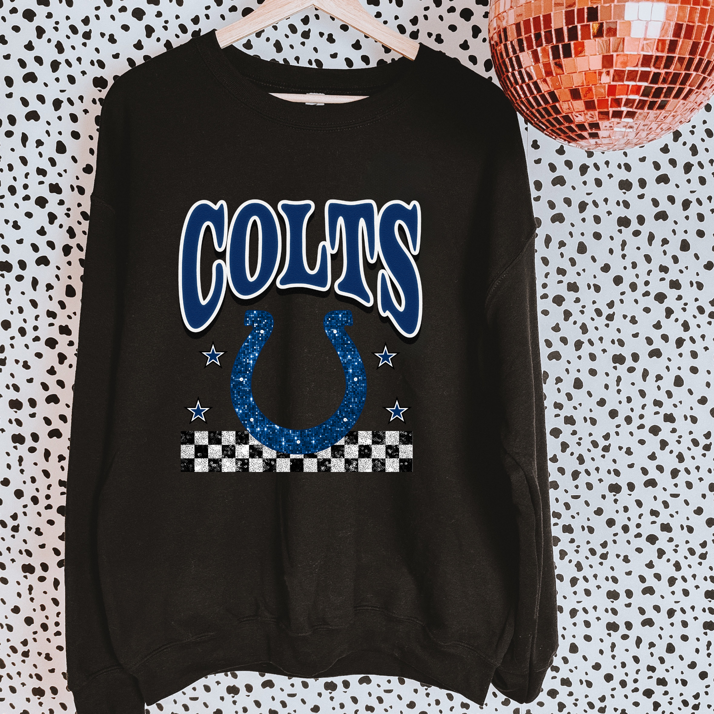 Faux Glitter Colts Sweatshirt