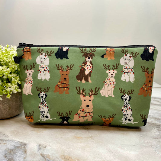 Pouch - Christmas Dog Green