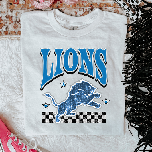 Faux Glitter Lions Graphic Tee