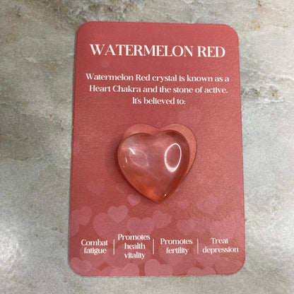 Heart Stone & Description Card - Watermelon Red