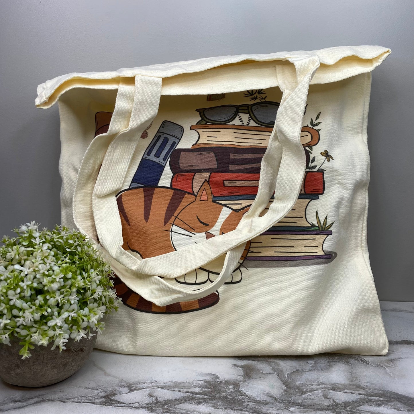 Tote Bag - Sleepy Cats & Books - #6