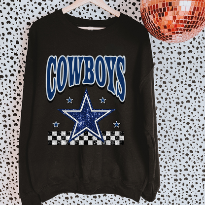 Faux Glitter Cowboys Sweatshirt