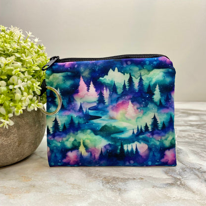 Mini Pouch - Mint Rainbow Trees