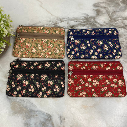 Mini Double Zip Pouch - Floral