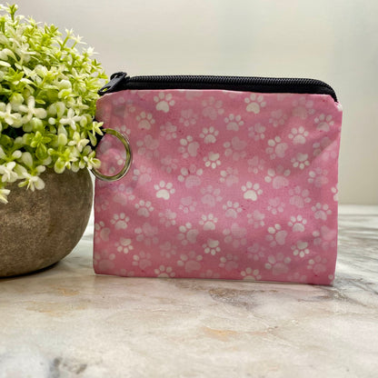 Mini Pouch - Pink Paw Print Dog