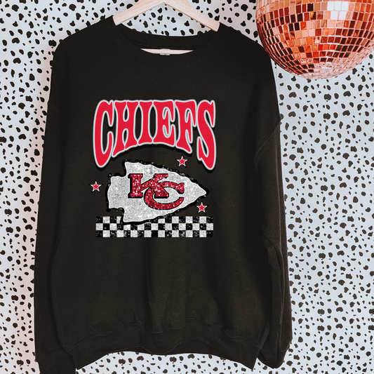 Faux Glitter Chiefs Sweatshirt