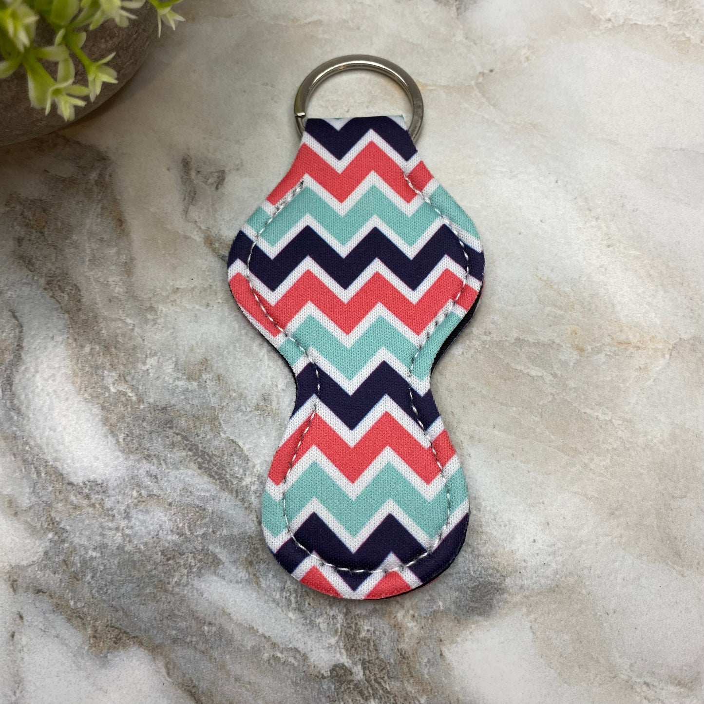 Lip Balm Chapstick Holder - #42 - Red Blue Chevron