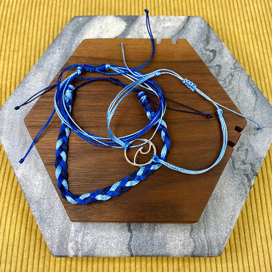 Bracelet Pack - Adjustable String Blue Wave