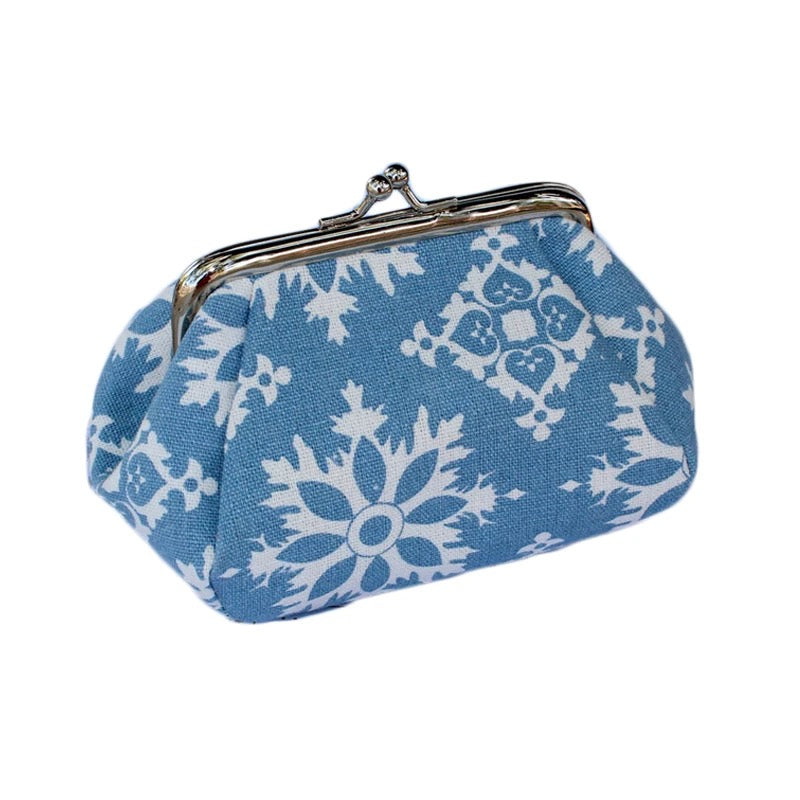 Clamshell Coin Purse Wallet - Snowflake