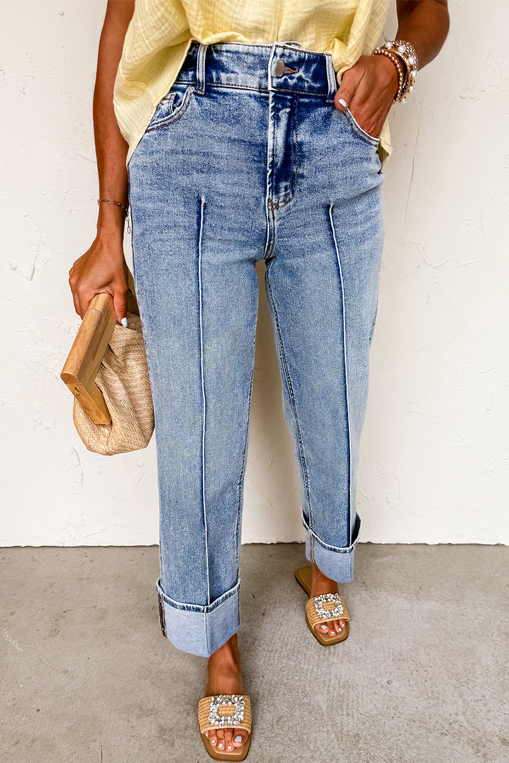 Center Seam Cuffed Jeans FB