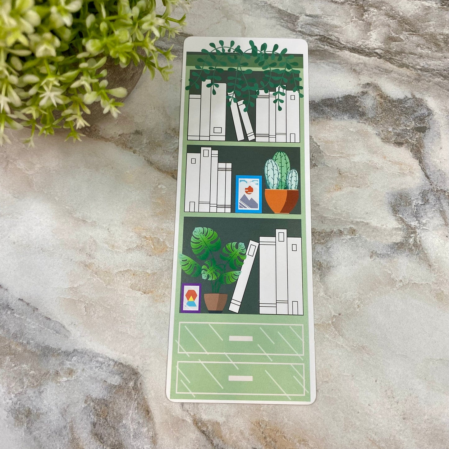 Bookmark - Green Bookshelf Drawers