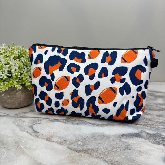 Pouch - Football Animal Print Navy Orange