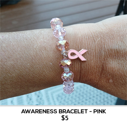 AWARENESS BRACELET - PINK- BREAST CANCER