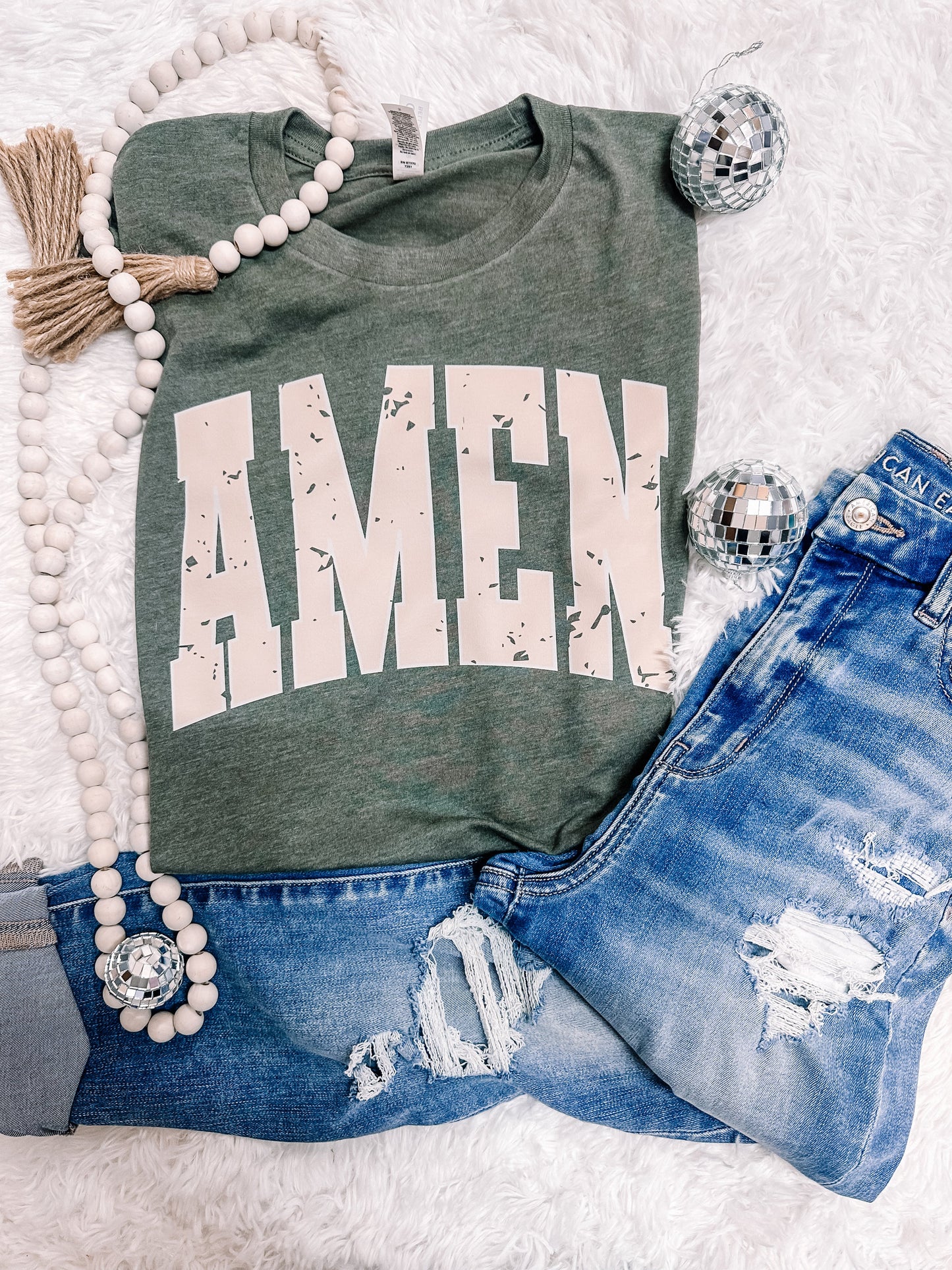 Distressed Amen Graphic Tee