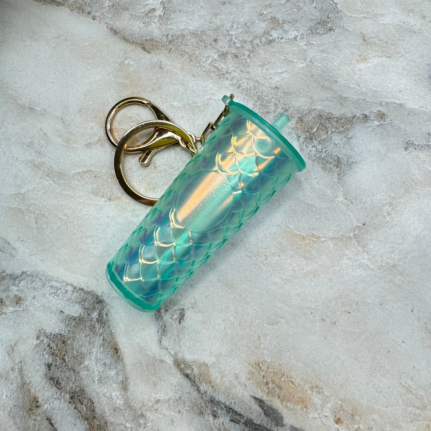 Keychain - Studded Tumbler - Aqua Mermaid