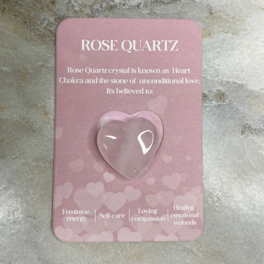 Heart Stone & Description Card - Rose Quartz