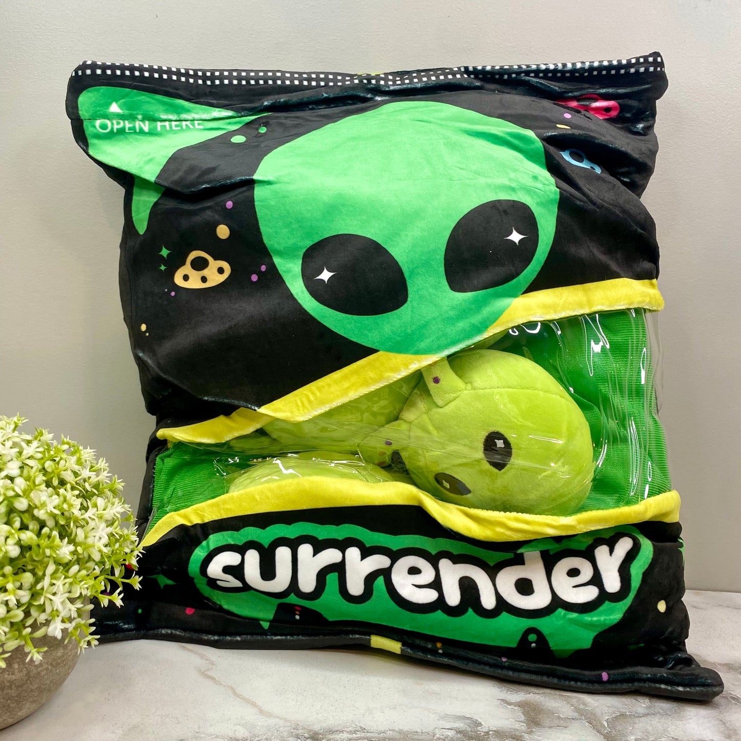 Stuffed Bag of Aliens Toy - Green