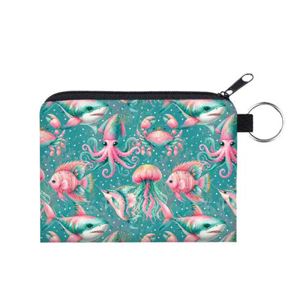 Mini Pouch - Teal Sea Creatures