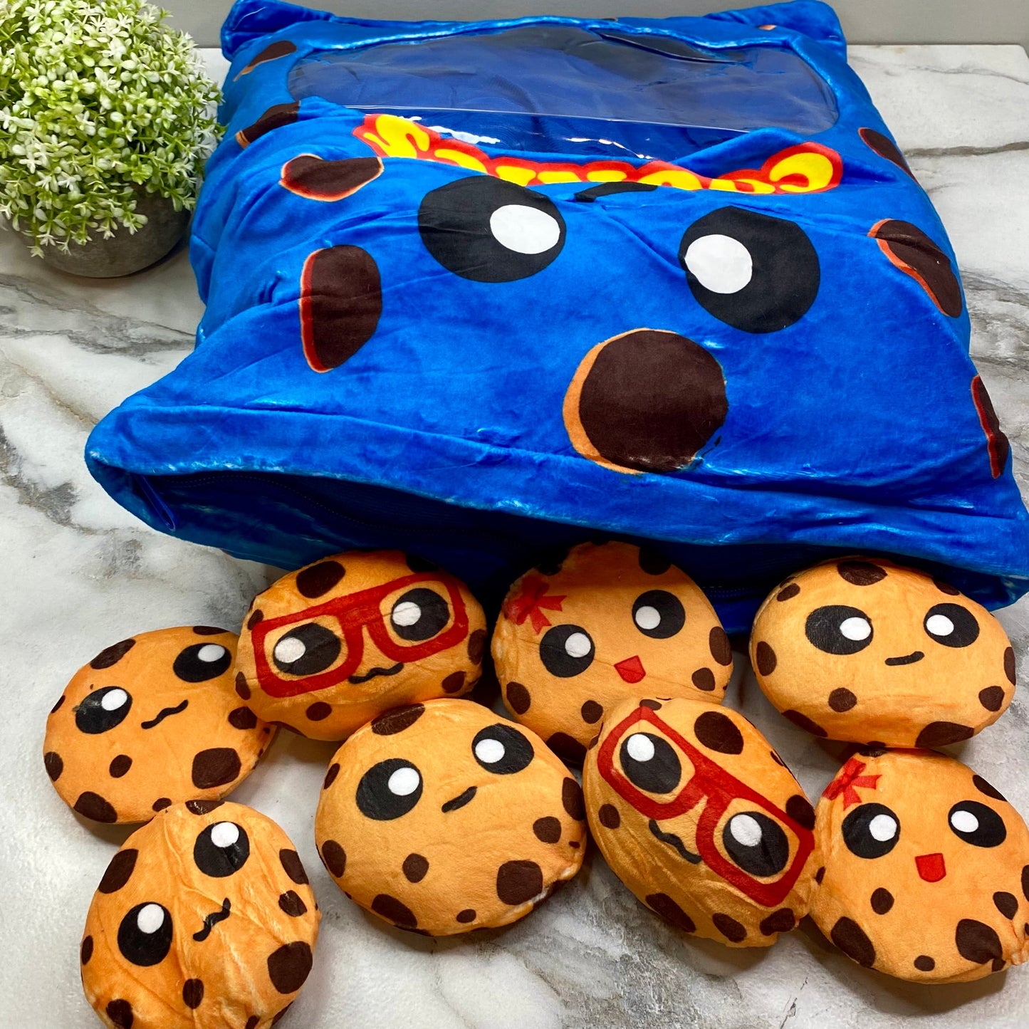 Stuffed Bag of Cookies Toy - Blue