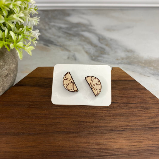 Wooden Stud Earrings - Fruit Slice