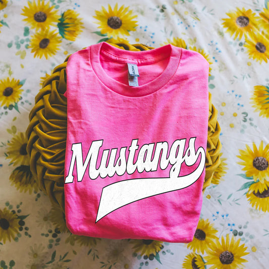 Mustangs School Spirit Old School Varsity Graphic Tee