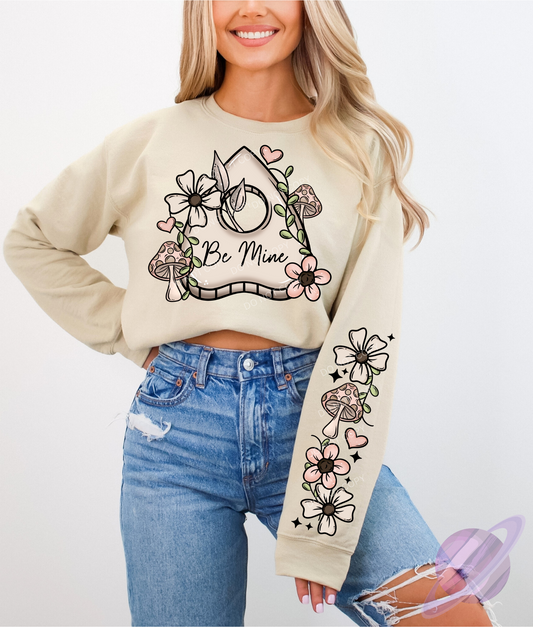 BE MINE SWEATSHIRT W/ SLEEVE PRINT