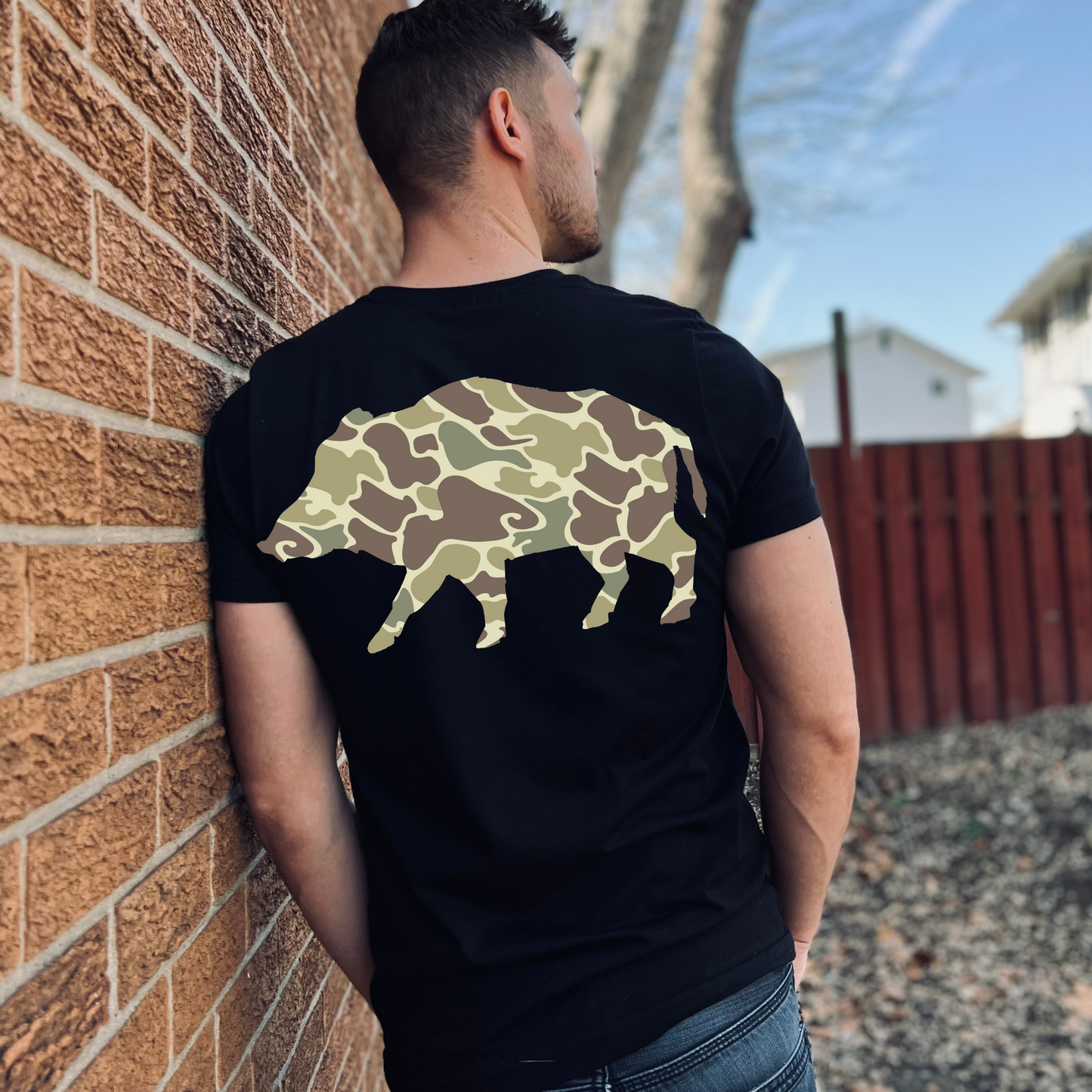 Mens Camo Boar Graphic Tee