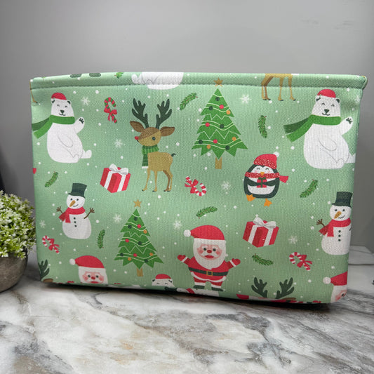 Pop Up Canvas Basket - Green Christmas Characters