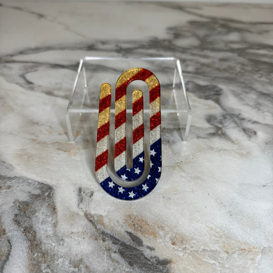 Jumbo Paperclip - Glitter American Flag